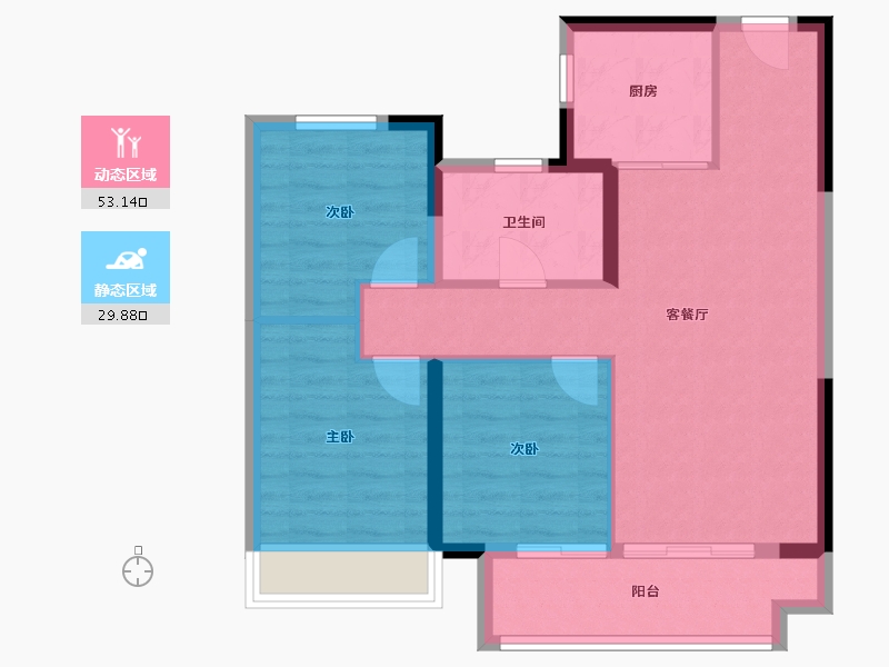 陕西省-榆林市-泰发祥·云樾-74.46-户型库-动静分区