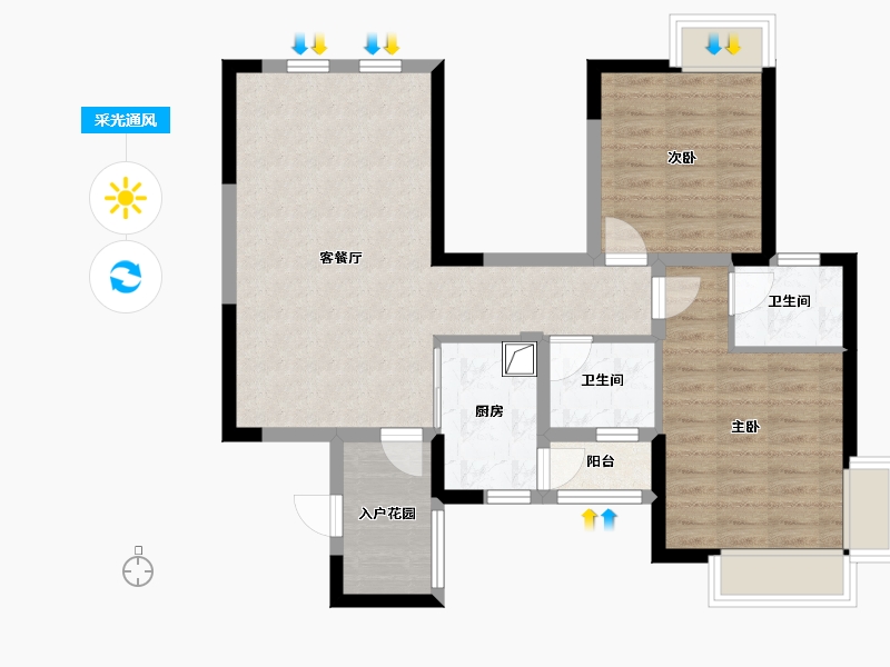 四川省-成都市-心怡中丝园-102.00-户型库-采光通风