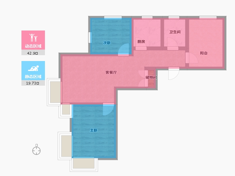 辽宁省-沈阳市-博荣水立方-54.62-户型库-动静分区