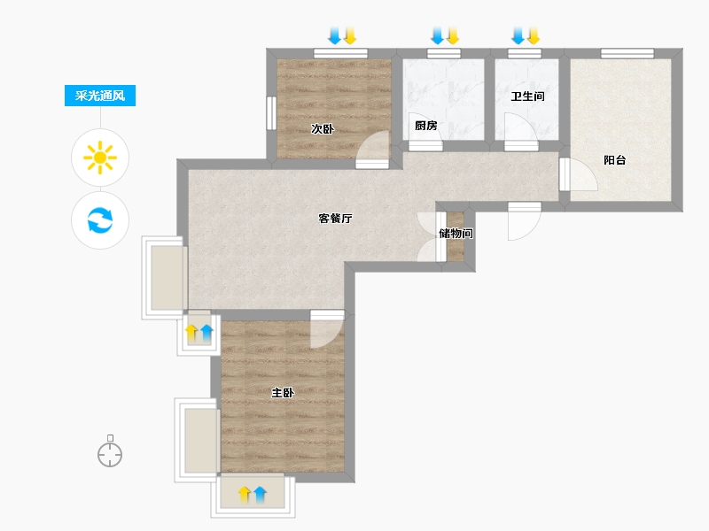 辽宁省-沈阳市-博荣水立方-54.62-户型库-采光通风