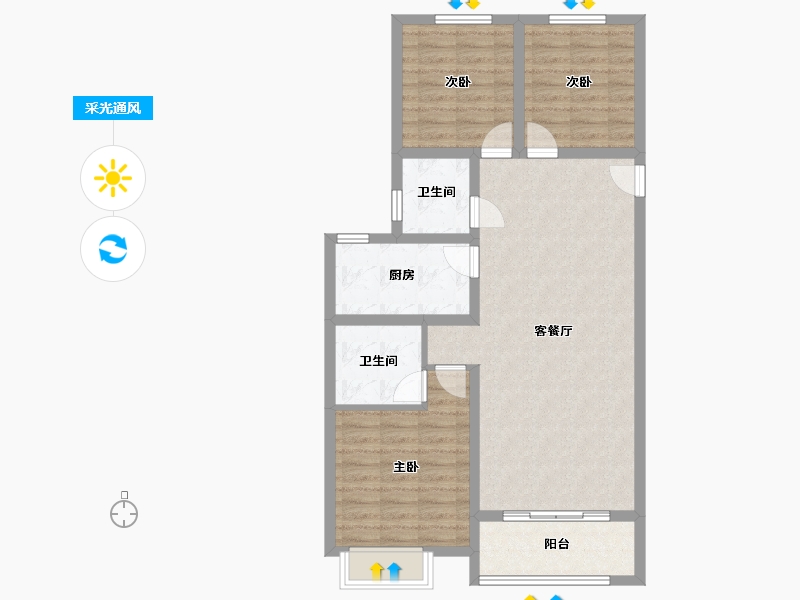 陕西省-西安市-湖北庄安置社区-100.00-户型库-采光通风