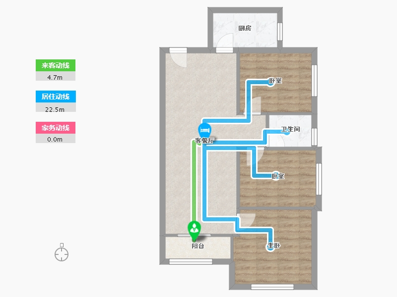 湖南省-长沙市-洋湖18克拉-70.40-户型库-动静线