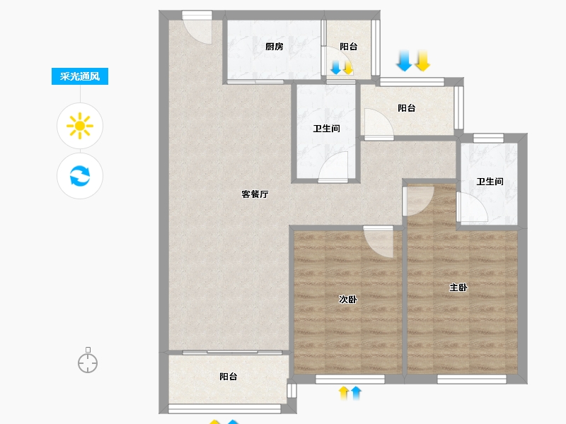 广东省-惠州市-中洲半岛城邦-四期-76.47-户型库-采光通风