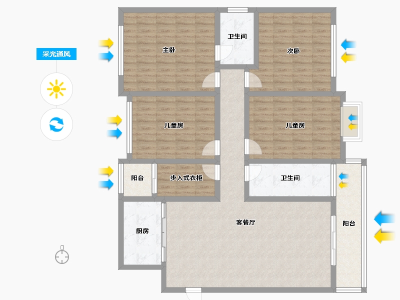 河南省-郑州市-大岗刘-144.00-户型库-采光通风