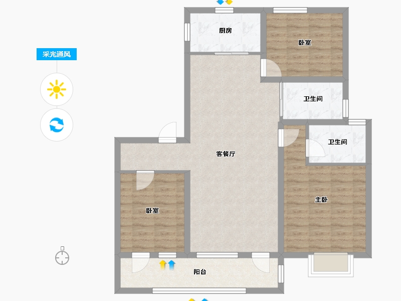 山东省-烟台市-牧歌九棠府-96.99-户型库-采光通风