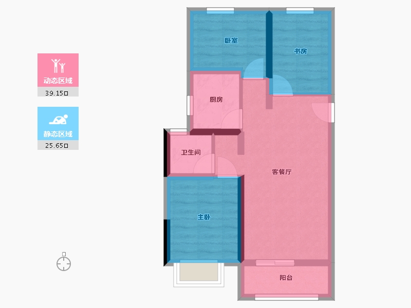 河南省-郑州市-鑫苑城-63.00-户型库-动静分区