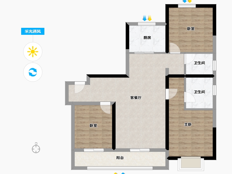 山东省-济南市-能建紫郡兰园-91.20-户型库-采光通风