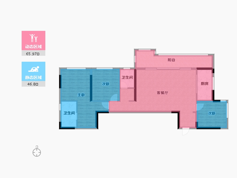 四川省-成都市-龙湖西宸御湖境-101.33-户型库-动静分区