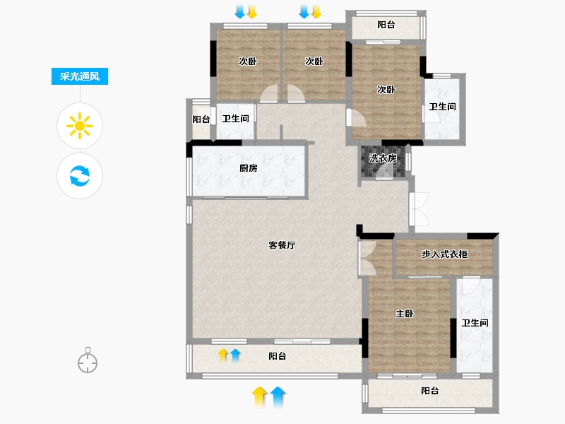 四川省-成都市-龙湖西宸御湖境-167.53-户型库-采光通风