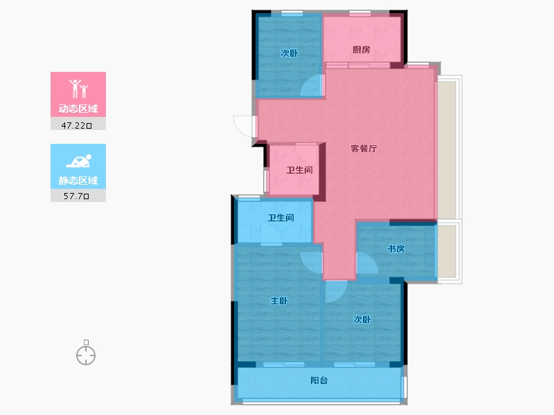 浙江省-杭州市-保利云珹瑧悦府-94.40-户型库-动静分区