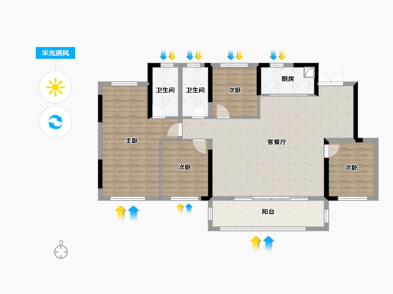 四川省-成都市-新希望长粼府-121.73-户型库-采光通风