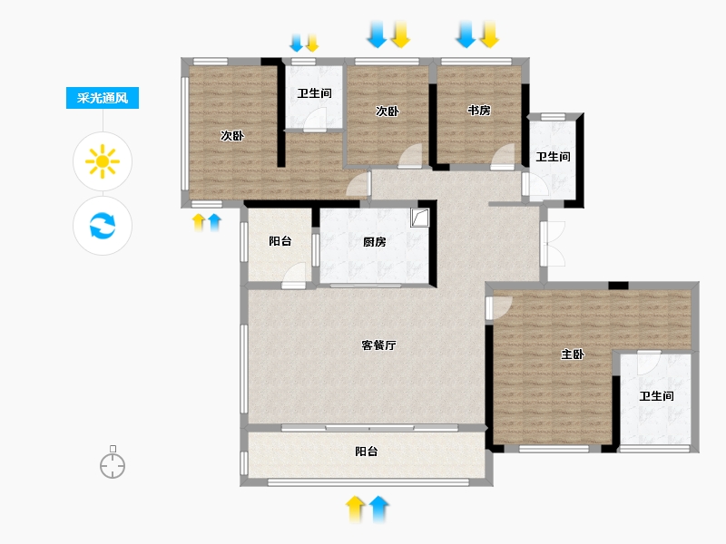 四川省-成都市-保利天府瑧悦-157.38-户型库-采光通风