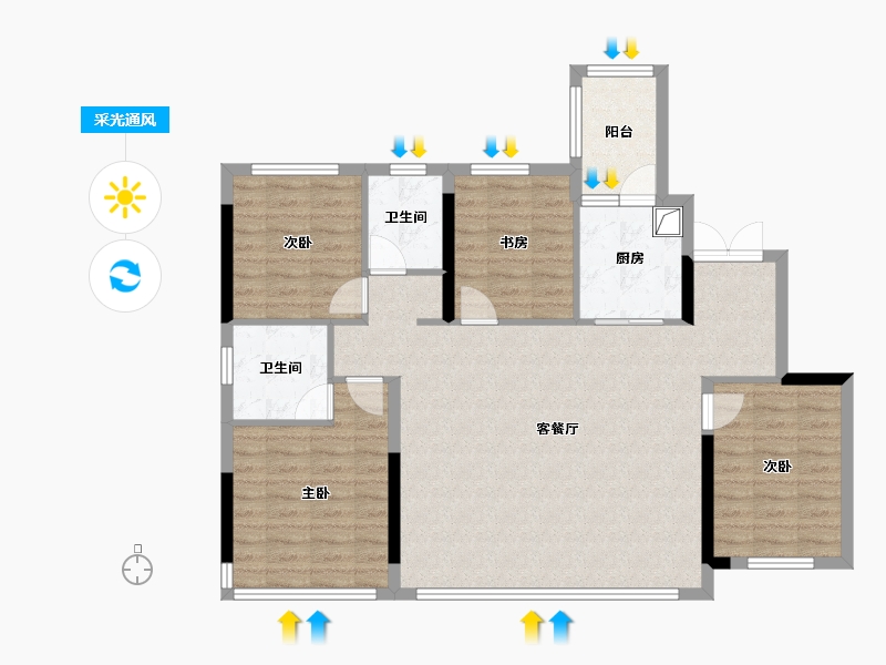 四川省-成都市-保利天府瑧悦-103.69-户型库-采光通风