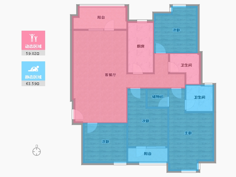 湖北省-武汉市-庭瑞中心-115.20-户型库-动静分区