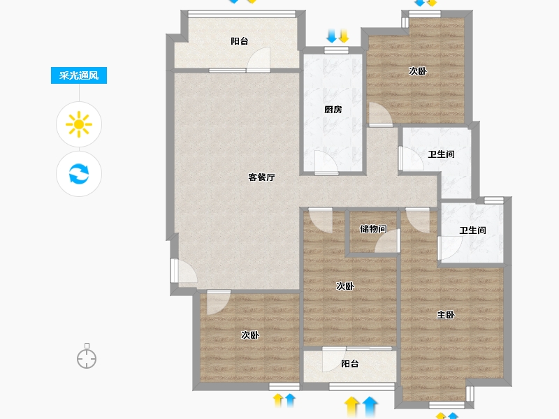 湖北省-武汉市-庭瑞中心-115.20-户型库-采光通风