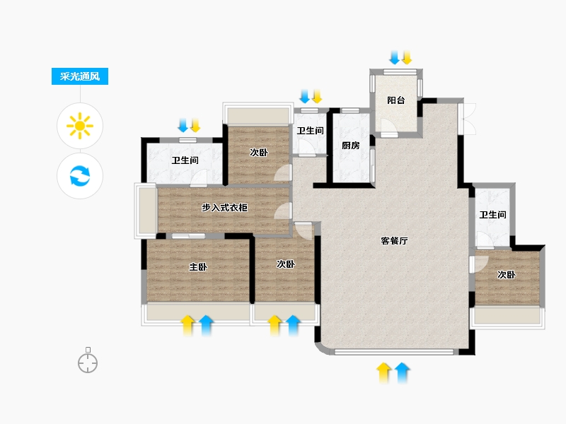 四川省-成都市-保利新川天珺-140.13-户型库-采光通风