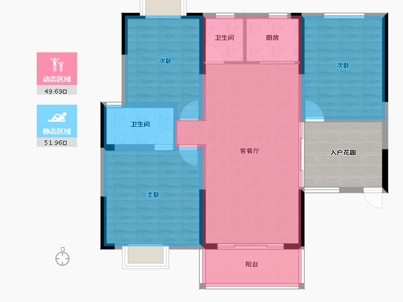 湖北省-十堰市-国际绿松石城一期-110.85-户型库-动静分区