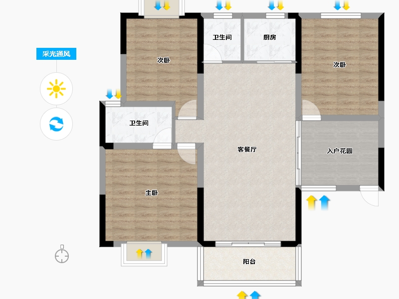 湖北省-十堰市-国际绿松石城一期-110.85-户型库-采光通风