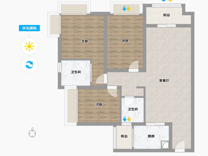 广东省-佛山市-乐从保利拉菲公园里-115.00-户型库-采光通风