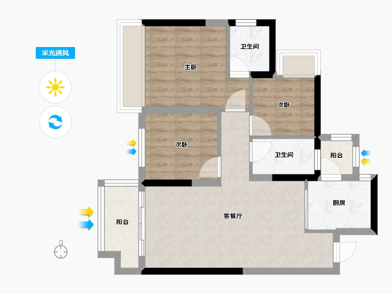 四川省-成都市-东湖金座-65.91-户型库-采光通风