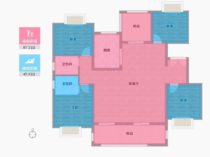 湖北省-荆门市-长宁书院-119.64-户型库-动静分区