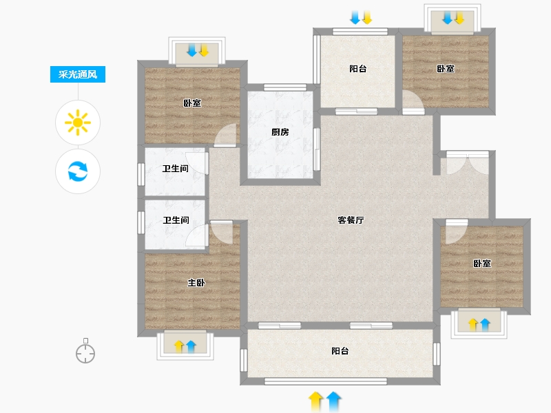 湖北省-荆门市-长宁书院-119.64-户型库-采光通风