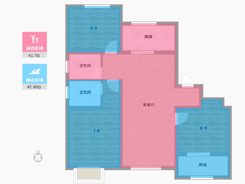 山东省-泰安市-绿城·桂语山河-77.25-户型库-动静分区