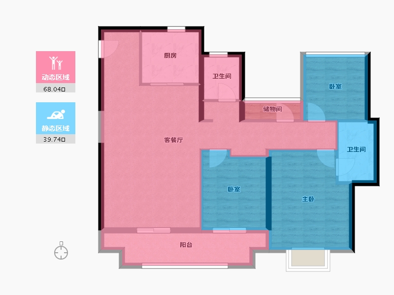 陕西省-西安市-华发·利君｜都荟城央-96.60-户型库-动静分区