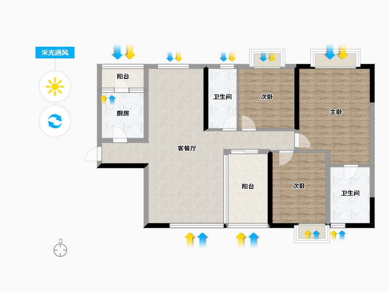 四川省-成都市-润弘丽都-111.43-户型库-采光通风