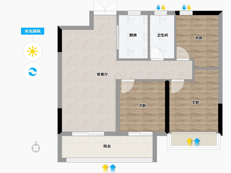 浙江省-绍兴市-钱门江南府-71.24-户型库-采光通风