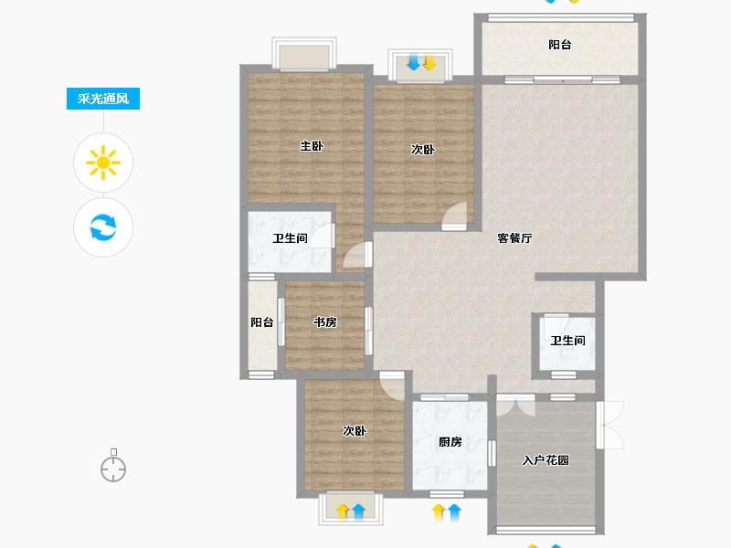 四川省-成都市-和韵美联墅-140.82-户型库-采光通风