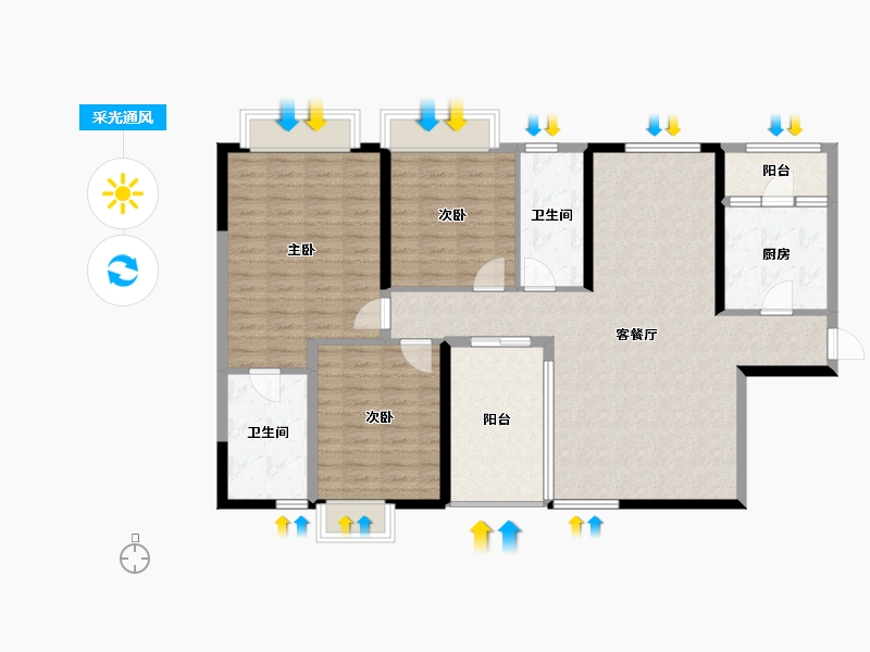 四川省-成都市-润弘丽都-117.09-户型库-采光通风