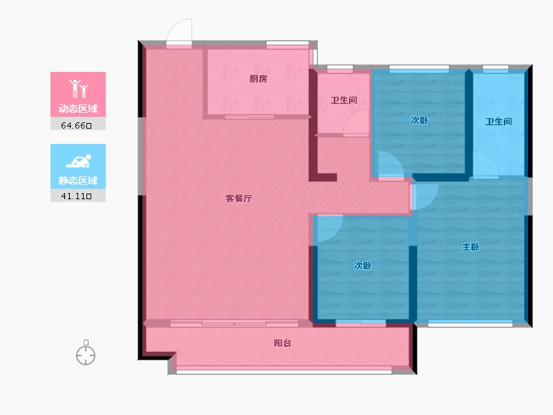 陕西省-西安市-雁南云境-95.19-户型库-动静分区