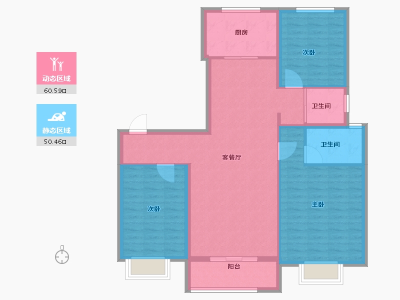 甘肃省-嘉峪关市-森林公园·壹号苑-100.70-户型库-动静分区