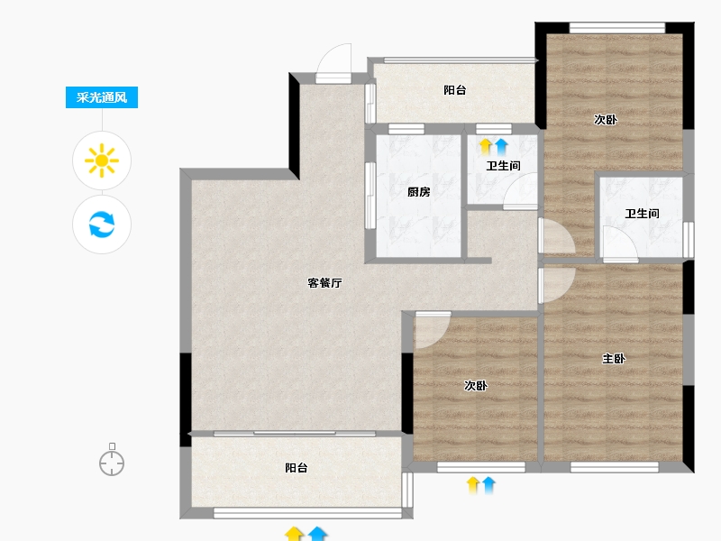 四川省-成都市-新津翡翠滨江-93.38-户型库-采光通风