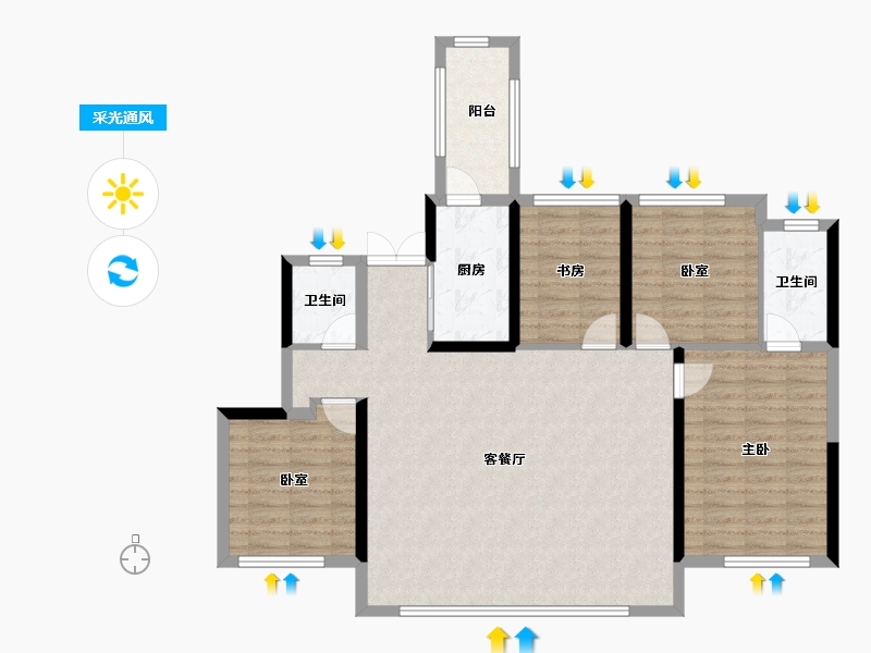 四川省-成都市-新津翡翠滨江-106.43-户型库-采光通风