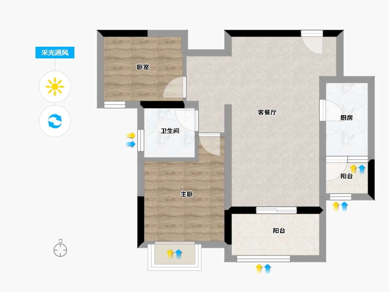 四川省-成都市-临江尚品花园-57.69-户型库-采光通风