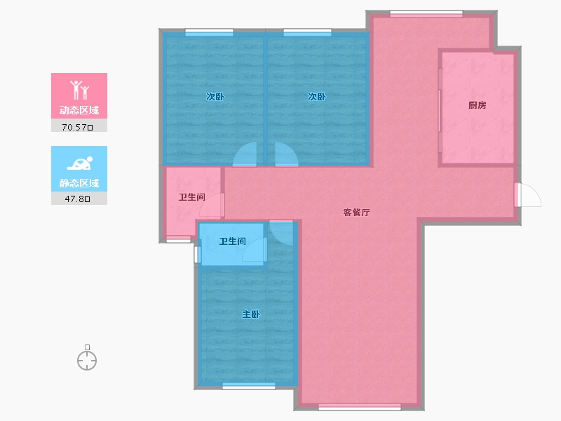 内蒙古自治区-鄂尔多斯市-城投绿城诚园-120.25-户型库-动静分区