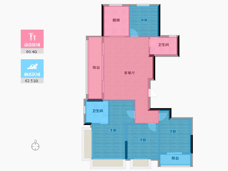 浙江省-杭州市-望云璟晨府-111.58-户型库-动静分区