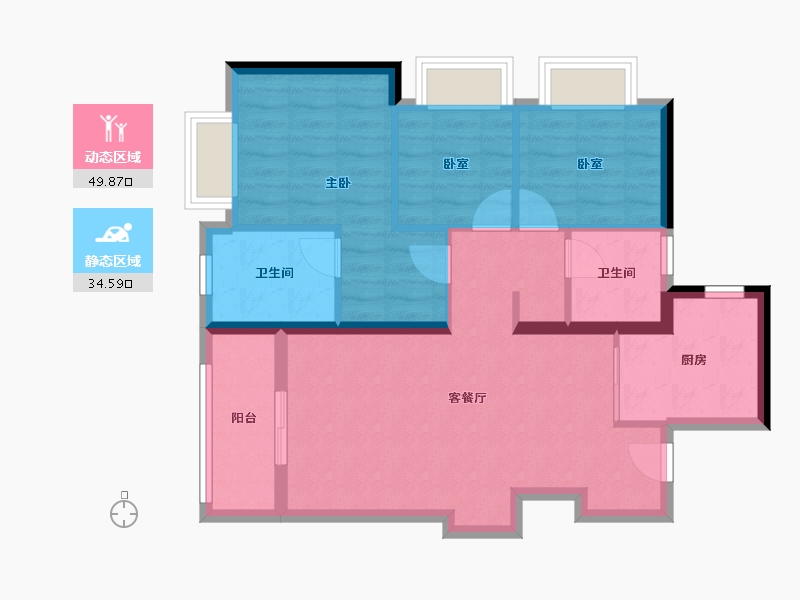 广东省-深圳市-宏发悦见和府-75.21-户型库-动静分区