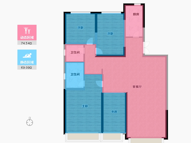 内蒙古自治区-乌海市-山河国际-130.29-户型库-动静分区