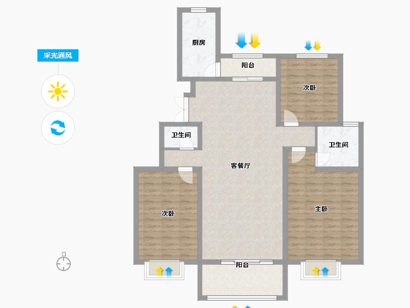 甘肃省-张掖市-陆都五福和园-119.00-户型库-采光通风