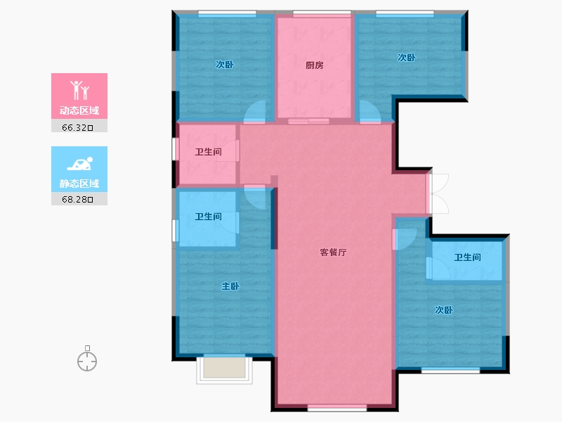 内蒙古自治区-鄂尔多斯市-金都尚府-120.80-户型库-动静分区