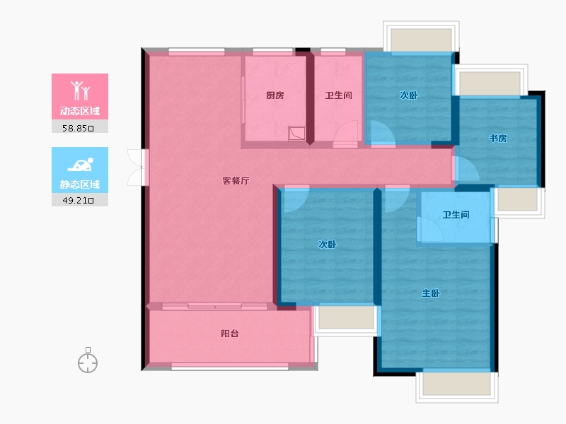 江西省-赣州市-东方·君庭-95.43-户型库-动静分区