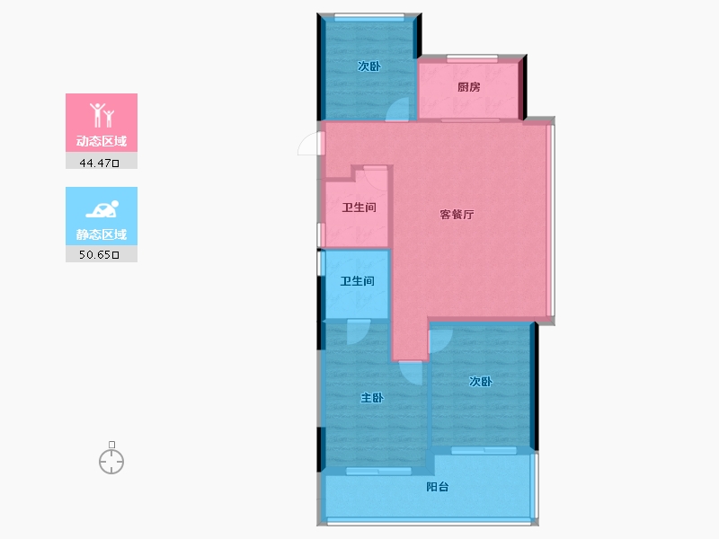 浙江省-杭州市-沐晴川府-86.40-户型库-动静分区