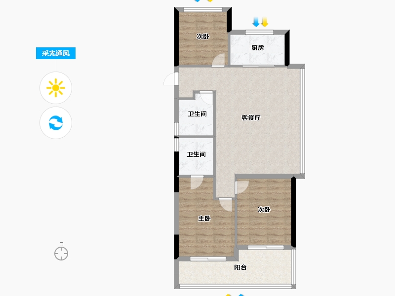 浙江省-杭州市-沐晴川府-86.40-户型库-采光通风