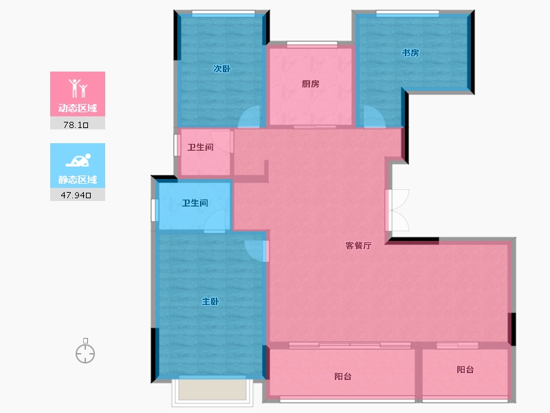 浙江省-金华市-城开朝晖苑-114.25-户型库-动静分区