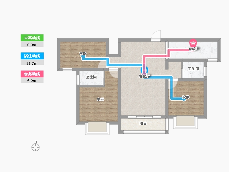 陕西省-渭南市-凯悦华庭-67.87-户型库-动静线