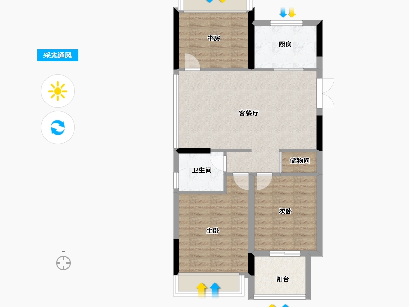 浙江省-绍兴市-钱门江南府-71.20-户型库-采光通风