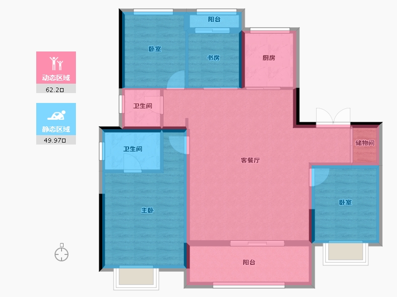 陕西省-西安市-华润置地港悦城嘉悦-100.82-户型库-动静分区